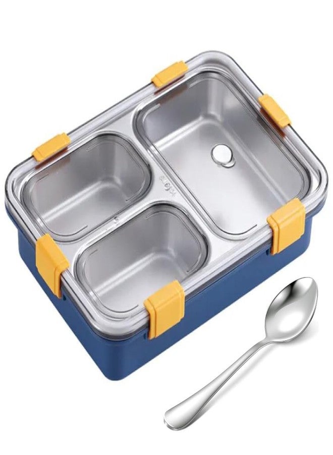 Storescent 3 Compartment Stainless Steel Lunch Box, Leakage Proof Lunch Box for School and Office - Image 1